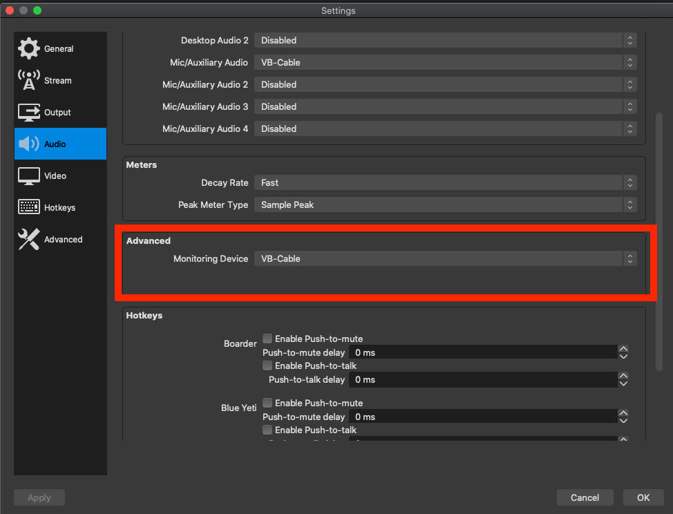 obs virtual cable