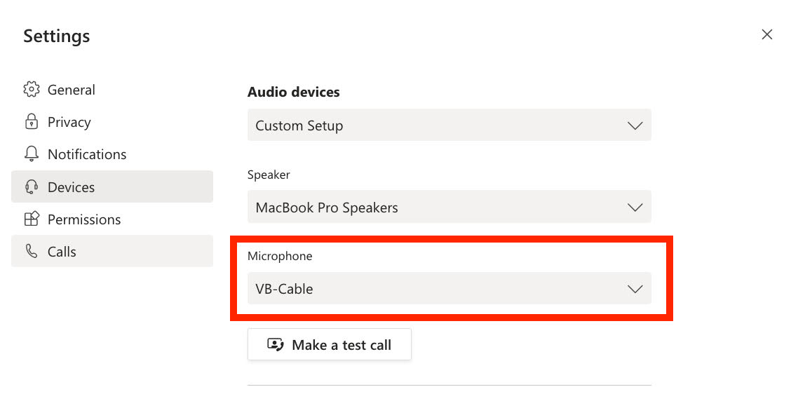 MS Teams Devices Settings